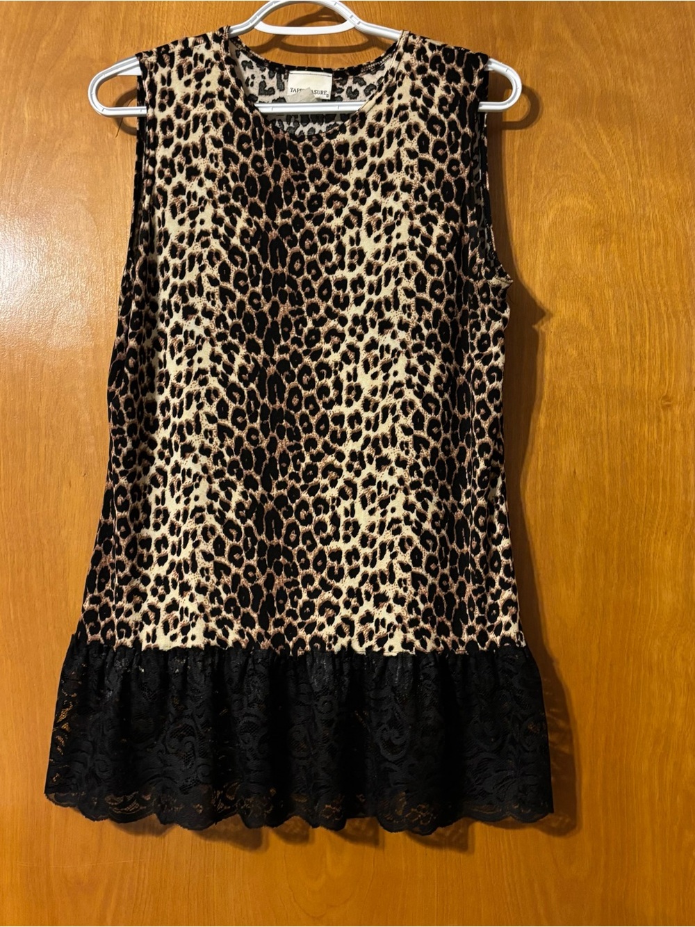Tape Measure Leopard Print Blouse with Black Spots